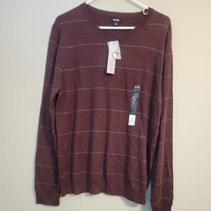 NWOT Apt. 9 Mens Sweater Large Mens‎ Merino Blend V-Neck Long Sleeve Pullover